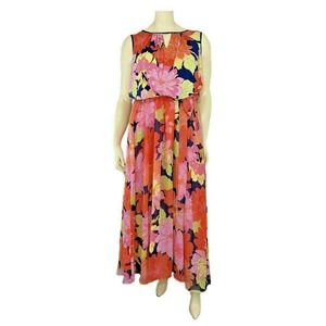 Lane Bryant Floral Chiffon Lined Maxi Dress Sz 24